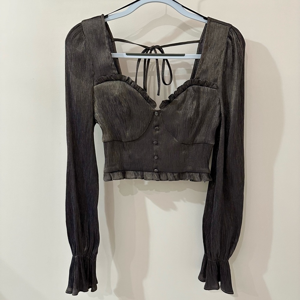 Bronze Metallic Ruffled Women's Blouse